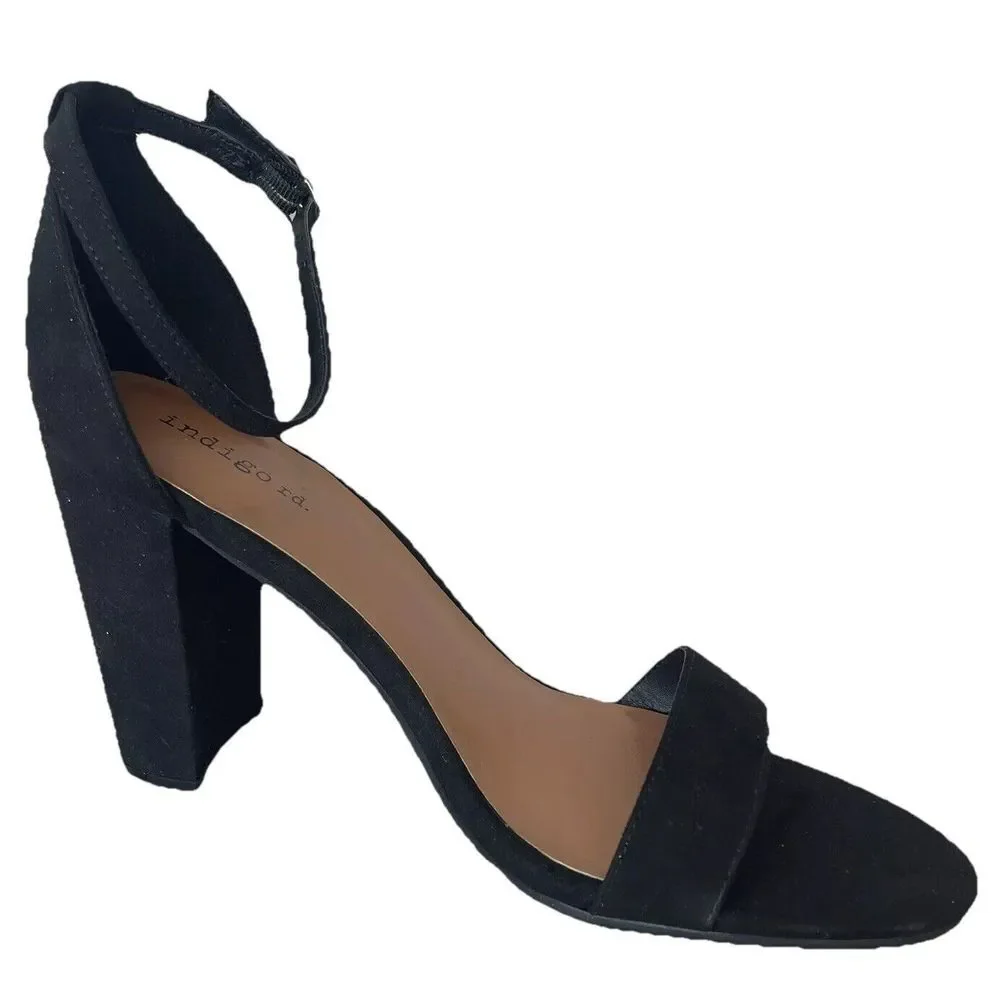 Indigo Rd Heels Womens Size 9 Black Ankle Strap Old Money Quiet Luxury Francesca